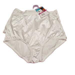 Vanity Fair White Shiny Satin Brief Panty #40301 Nylon Blend Granny XLarge 3 Pk